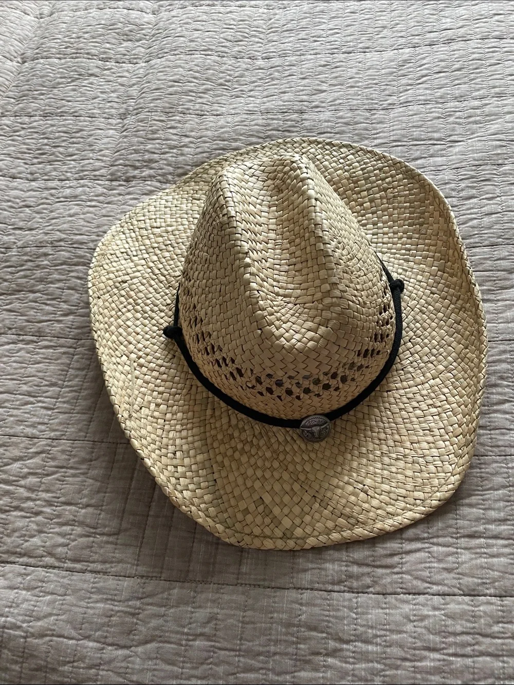 Natural Straw Cowboy Sun Hat with Chin Cord